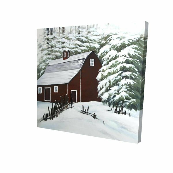 Begin Home Decor 32 x 32 in. Red Barn In Snow-Print on Canvas 2080-3232-AR15